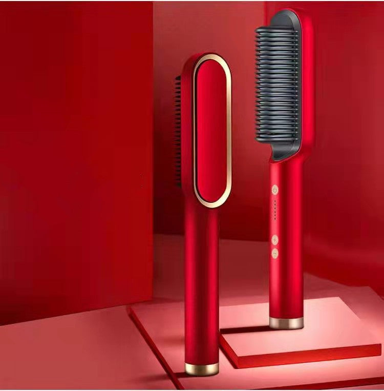 2-in-1 Hair Straightener & Curling Comb — Negative Ion Ceramic Electric Brush