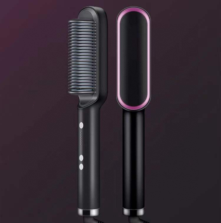 2-in-1 Hair Straightener & Curling Comb — Negative Ion Ceramic Electric Brush