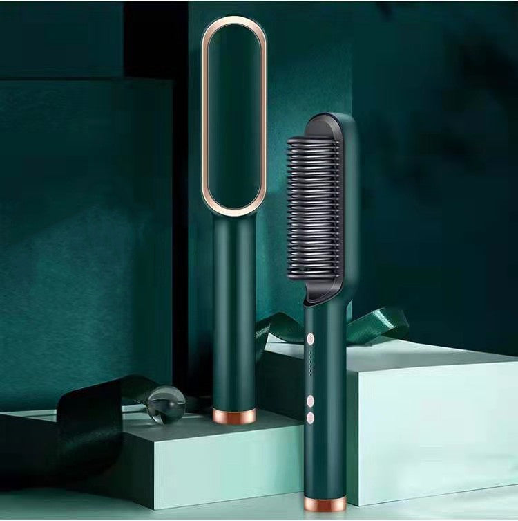 2-in-1 Hair Straightener & Curling Comb — Negative Ion Ceramic Electric Brush
