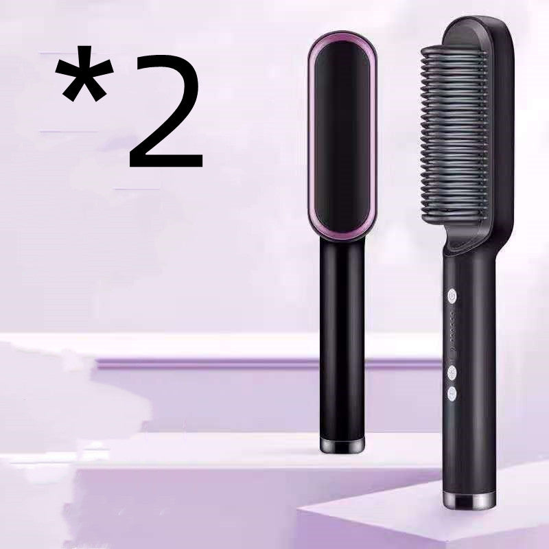 2-in-1 Hair Straightener & Curling Comb — Negative Ion Ceramic Electric Brush
