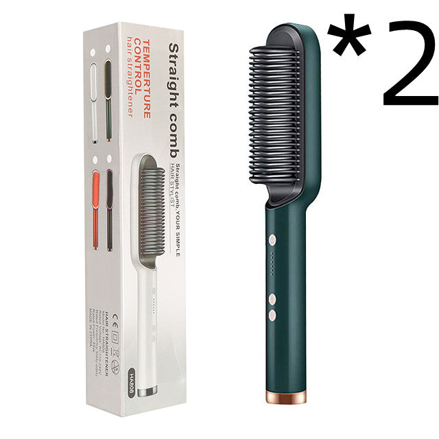 2-in-1 Hair Straightener & Curling Comb — Negative Ion Ceramic Electric Brush