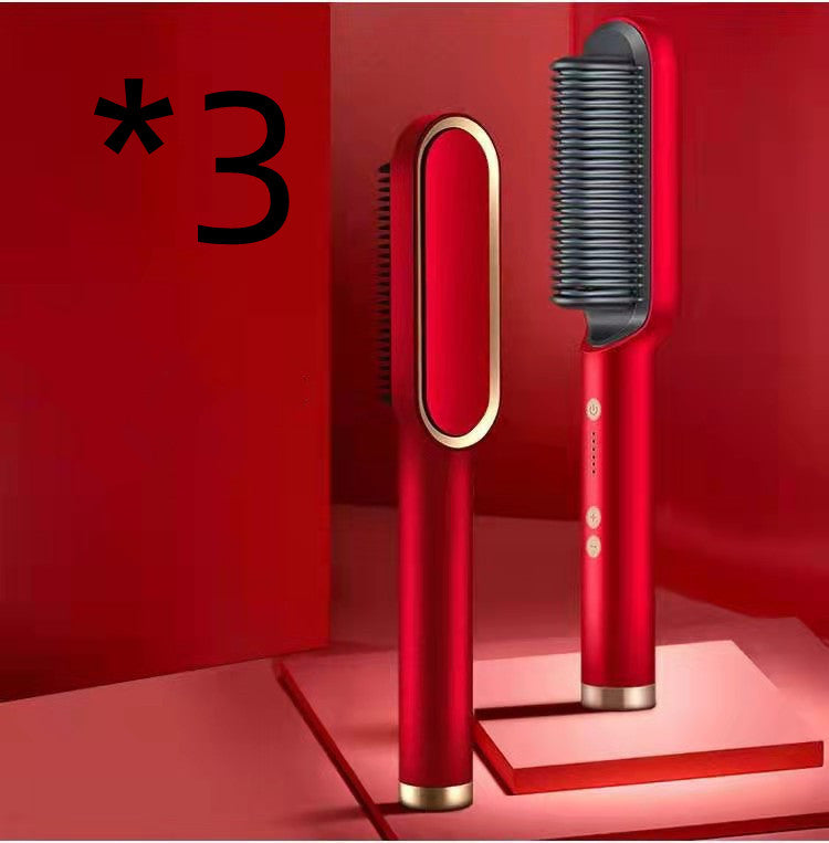 2-in-1 Hair Straightener & Curling Comb — Negative Ion Ceramic Electric Brush
