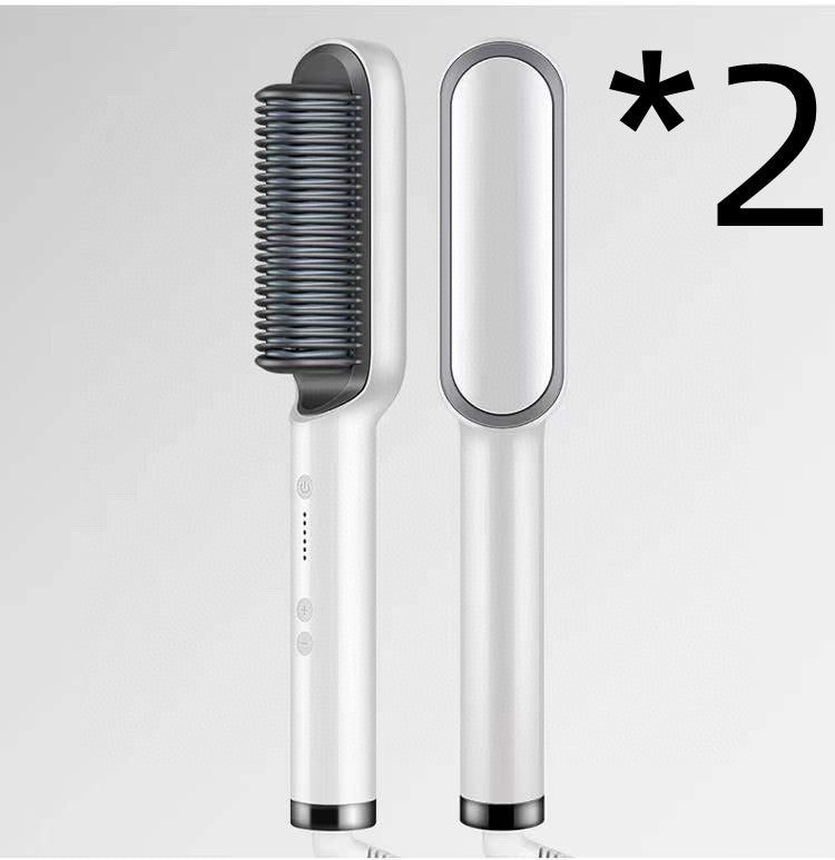 2-in-1 Hair Straightener & Curling Comb — Negative Ion Ceramic Electric Brush