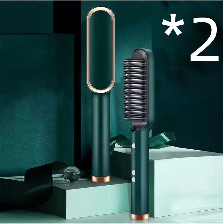 2-in-1 Hair Straightener & Curling Comb — Negative Ion Ceramic Electric Brush