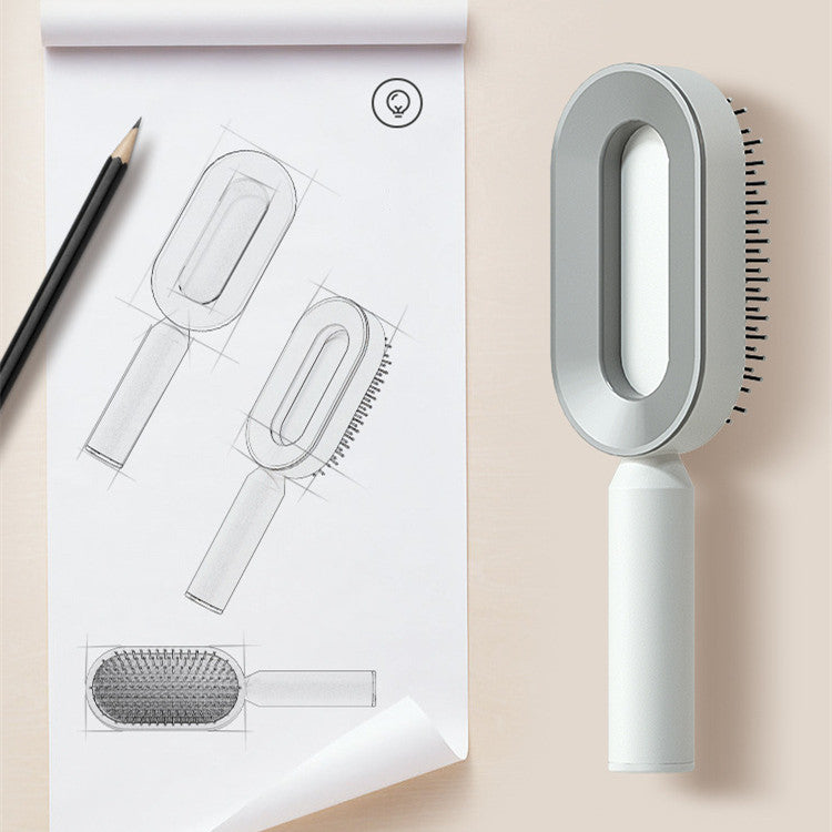 Self-Cleaning Hair Brush — Anti-Static Scalp Massage Detangling Comb for Women
