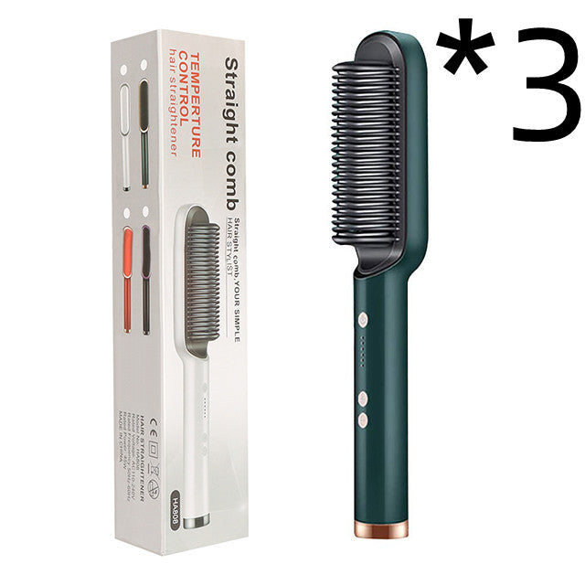 2-in-1 Hair Straightener & Curling Comb — Negative Ion Ceramic Electric Brush