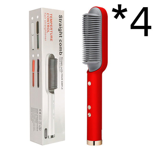 2-in-1 Hair Straightener & Curling Comb — Negative Ion Ceramic Electric Brush