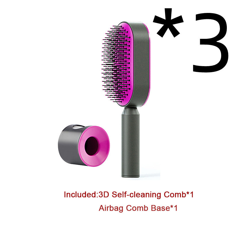 Self-Cleaning Hair Brush — Anti-Static Scalp Massage Detangling Comb for Women