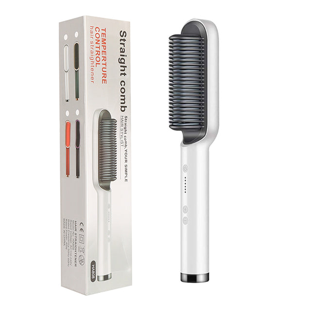 2-in-1 Hair Straightener & Curling Comb — Negative Ion Ceramic Electric Brush