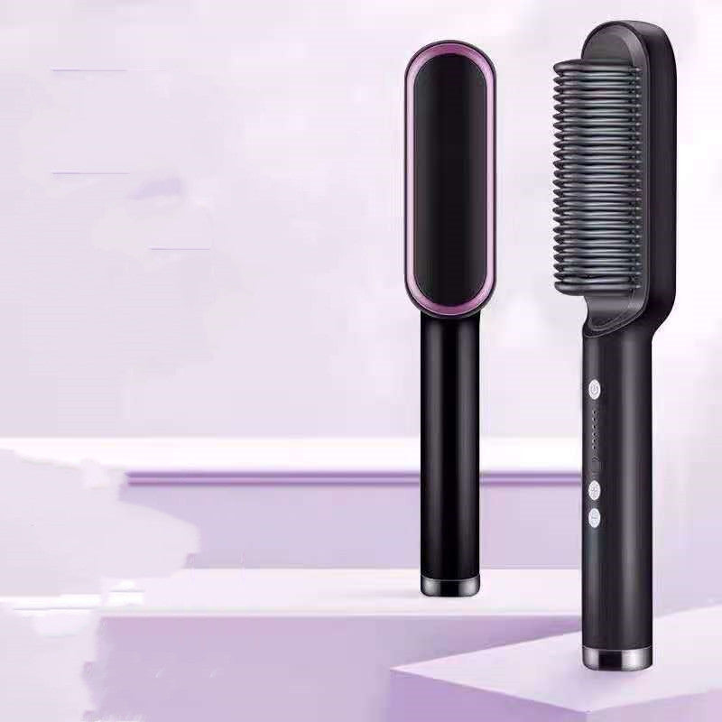 2-in-1 Hair Straightener & Curling Comb — Negative Ion Ceramic Electric Brush