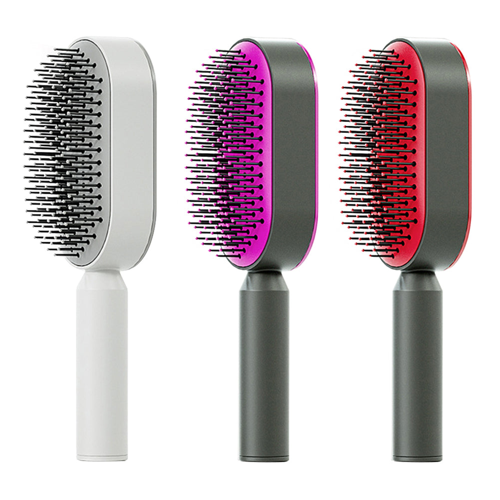 Self-Cleaning Hair Brush — Anti-Static Scalp Massage Detangling Comb for Women