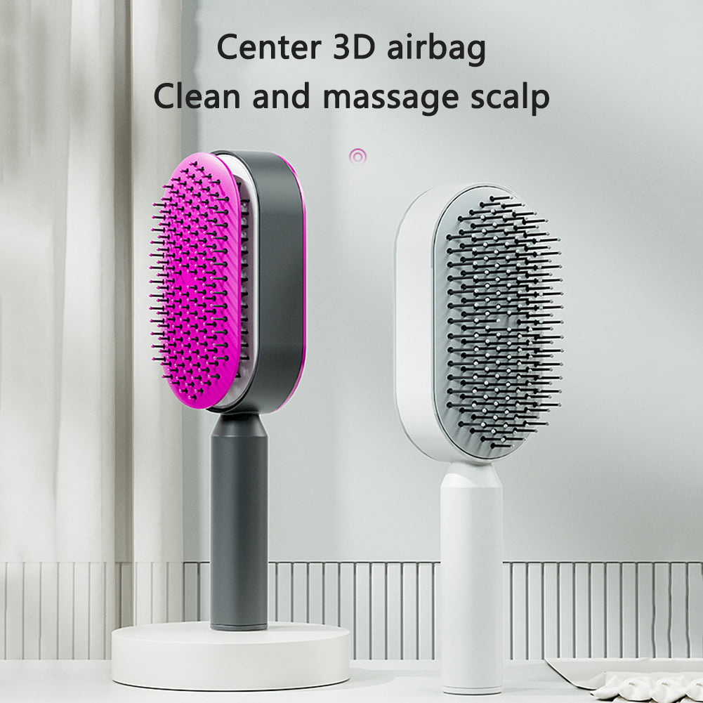 Self-Cleaning Hair Brush — Anti-Static Scalp Massage Detangling Comb for Women