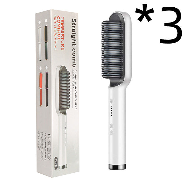 2-in-1 Hair Straightener & Curling Comb — Negative Ion Ceramic Electric Brush