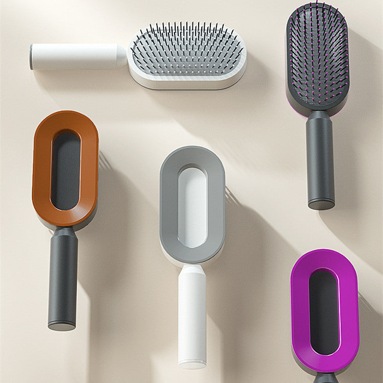 Self-Cleaning Hair Brush — Anti-Static Scalp Massage Detangling Comb for Women