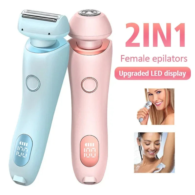 2-in-1 Women's Electric Shaver & Epilator — USB Rechargeable, IPX7 Waterproof