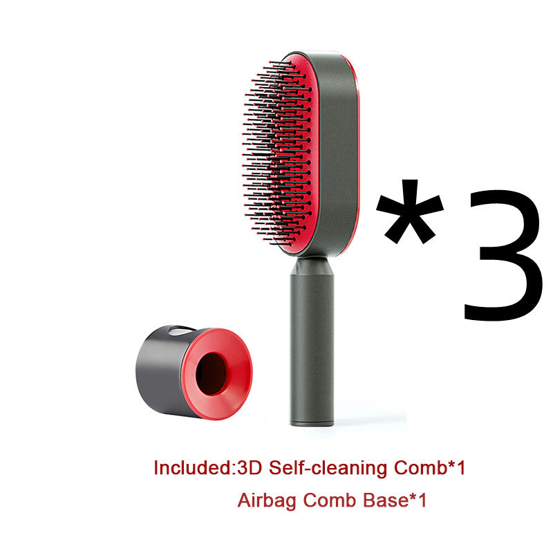 Self-Cleaning Hair Brush — Anti-Static Scalp Massage Detangling Comb for Women