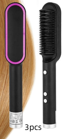 2-in-1 Hair Straightener & Curling Comb — Negative Ion Ceramic Electric Brush