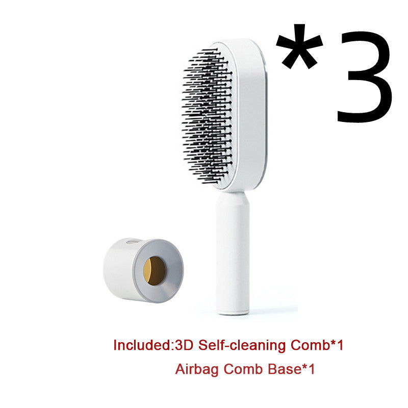 Self-Cleaning Hair Brush — Anti-Static Scalp Massage Detangling Comb for Women