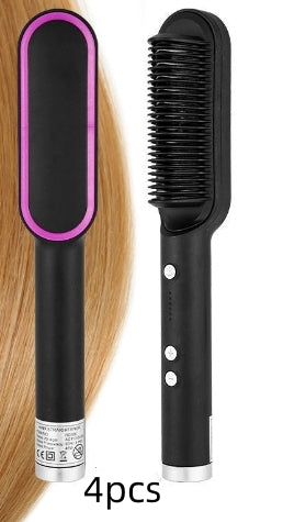 2-in-1 Hair Straightener & Curling Comb — Negative Ion Ceramic Electric Brush