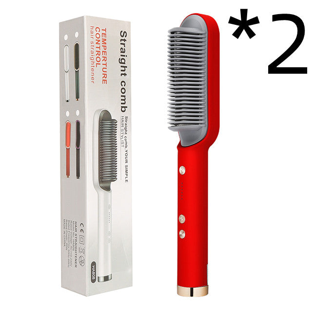 2-in-1 Hair Straightener & Curling Comb — Negative Ion Ceramic Electric Brush