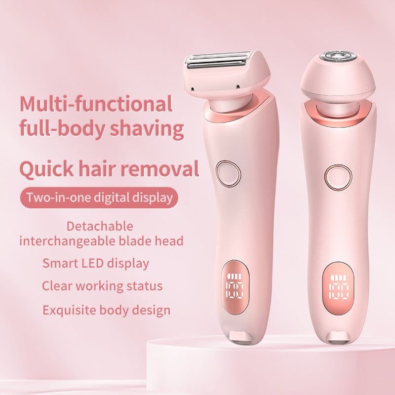 2-in-1 Women's Electric Shaver & Epilator — USB Rechargeable, IPX7 Waterproof