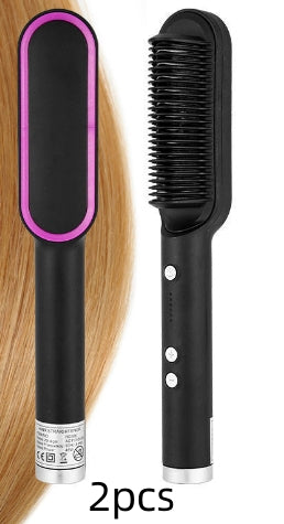 2-in-1 Hair Straightener & Curling Comb — Negative Ion Ceramic Electric Brush