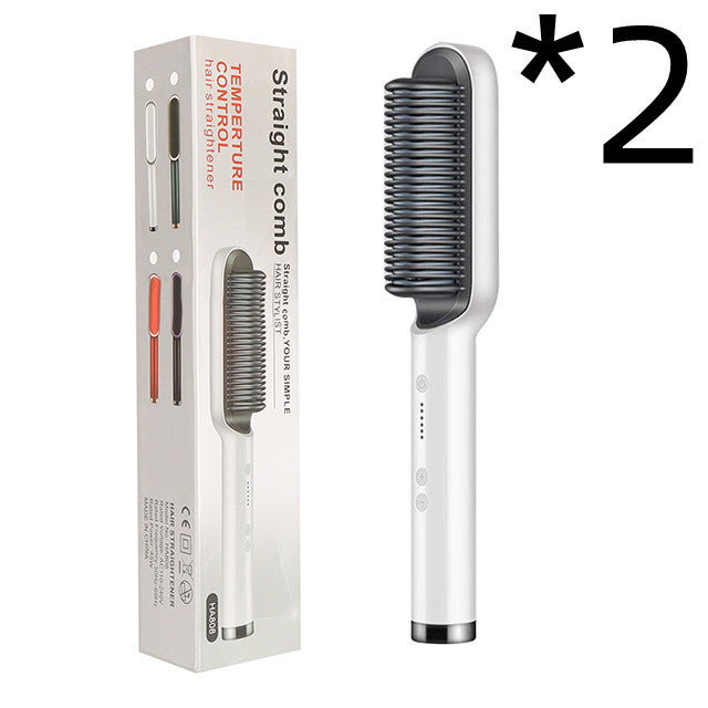 2-in-1 Hair Straightener & Curling Comb — Negative Ion Ceramic Electric Brush