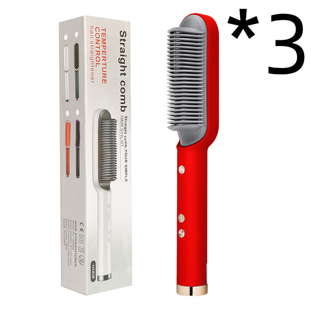 2-in-1 Hair Straightener & Curling Comb — Negative Ion Ceramic Electric Brush